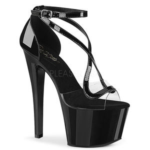 Platform Criss Cross Clear Top High Heel Shoes
